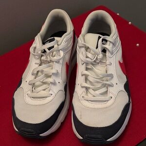 Nike Black and White Shoes with Red Accent - Youth size 6.5